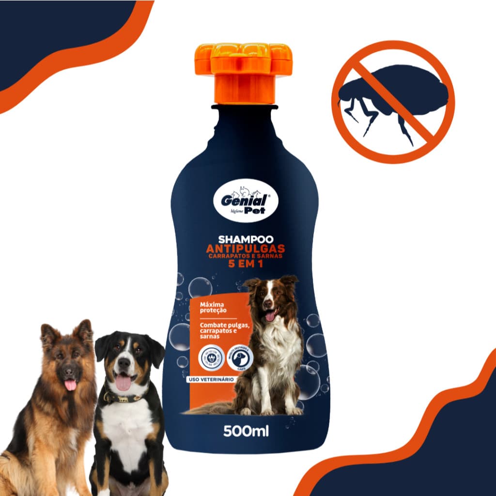 Shampoo AntiPulgas 5 em 1 500ml - Banho e Tosa / Pet Shop Genial Pet