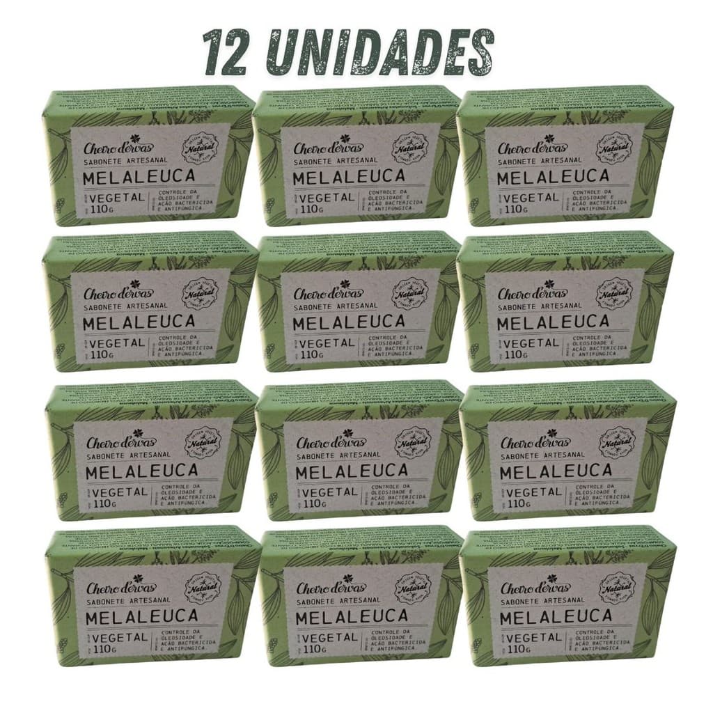 Sabonete Artesanal Melaleuca Cheiro de Ervas 110g - 100% vegetal - Kit 6 e 12 Unidades