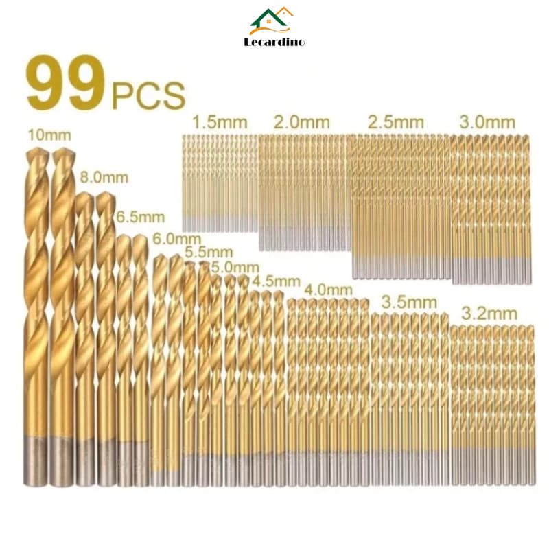 Casa > Brocas de aço de alta velocidade revestidas de titânio com 99 peças de 1,5 mm-10 mm