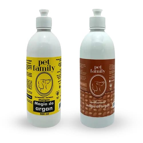 Kit Shampoo e Condicionador Para Cães Gato Argan Pet Family