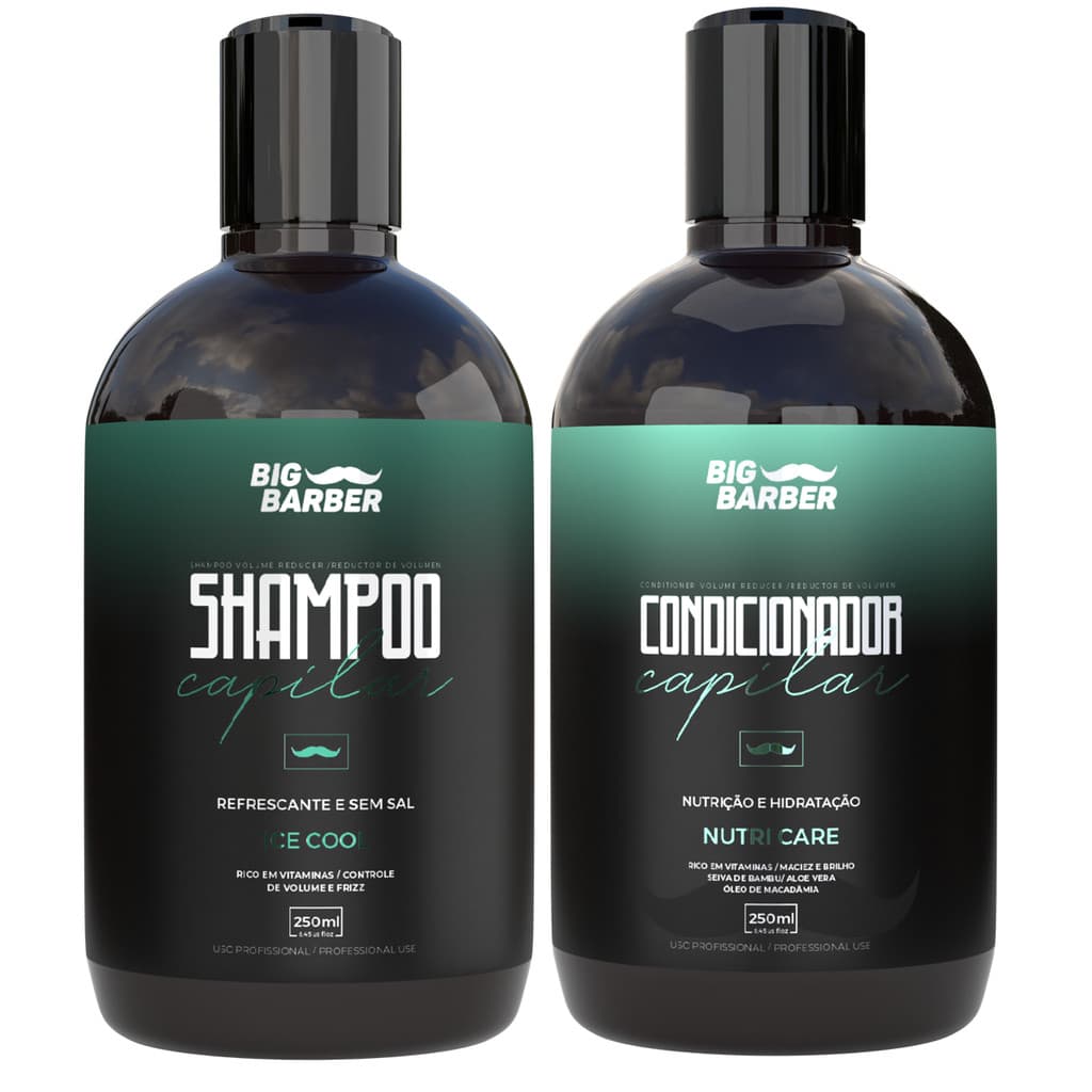 Kit Shampoo + Condicionador Capilar Big Barber 250ml Caixa Com 2 Unidades