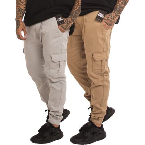 Kit 2 Calças Cargo Jogger Jeans Masculina Com Elástico