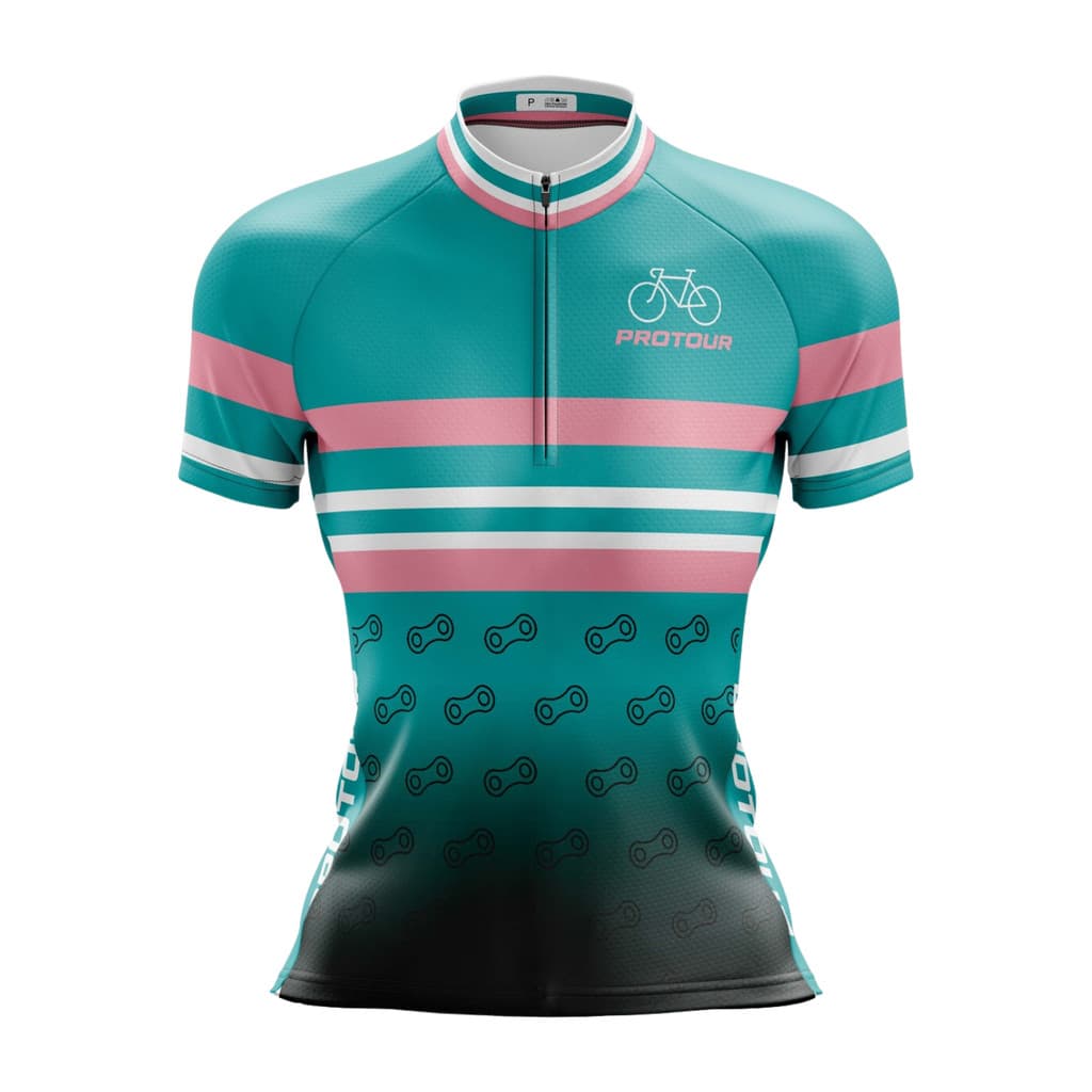 Camisa Ciclismo Feminina Dry Fit com Proteção UV Bike MTB Speed Pro Tour Pecinhas Azul
