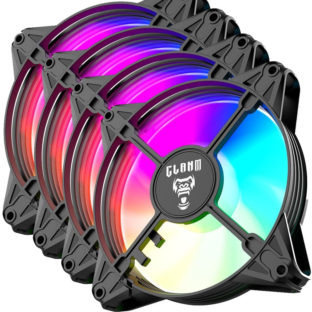 Kit Com 4 Ventoinhas Fan Cooler Gamer Led Rgb Eurus Clanm
