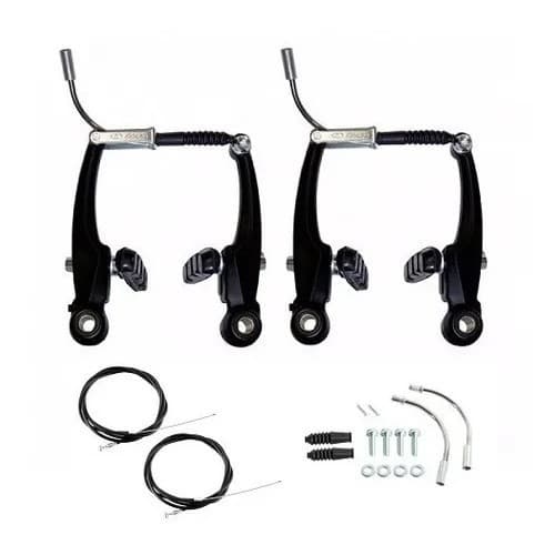 Freio V-brake de Nylon Preto Bike Bicicleta Completo C/ Cabos resistente promoção