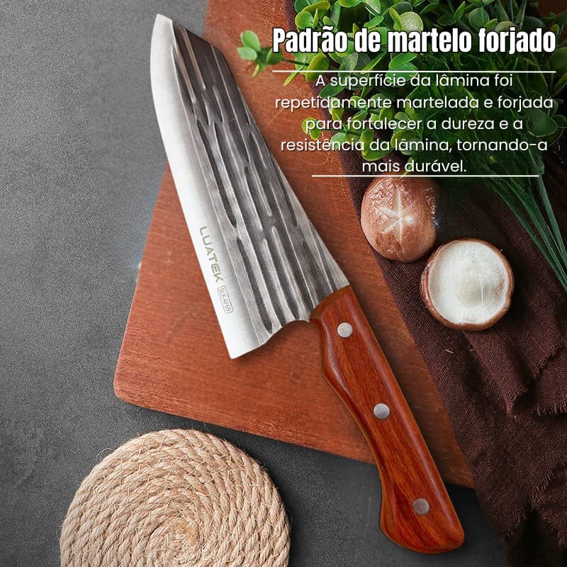 Faca de forjada à mão Rustico Camping Faca de chef com capa de faca