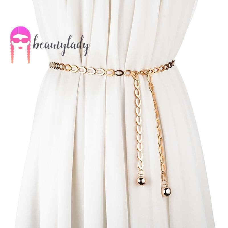beautymakeup Cinto Feminino De Moda , Retrô Prateado Esculpido De Corrente Vazado Para Mulheres , Elegante , Redondo , D