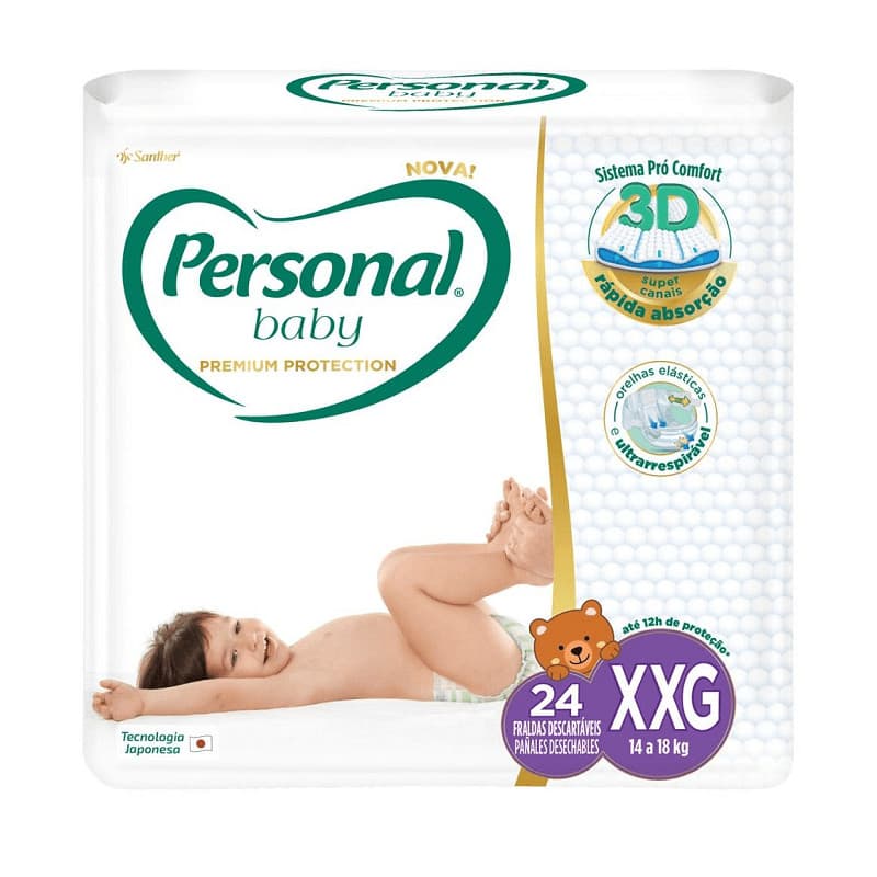FRALDA PERSONAL BABY PREMIUM XXG/24 UNIDADES 14 Á 18KG