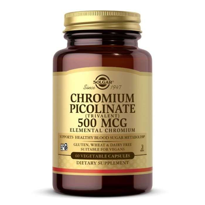 Picolinato De Cromo 500 Mcg 60 Cápsulas Vegetais Solgar