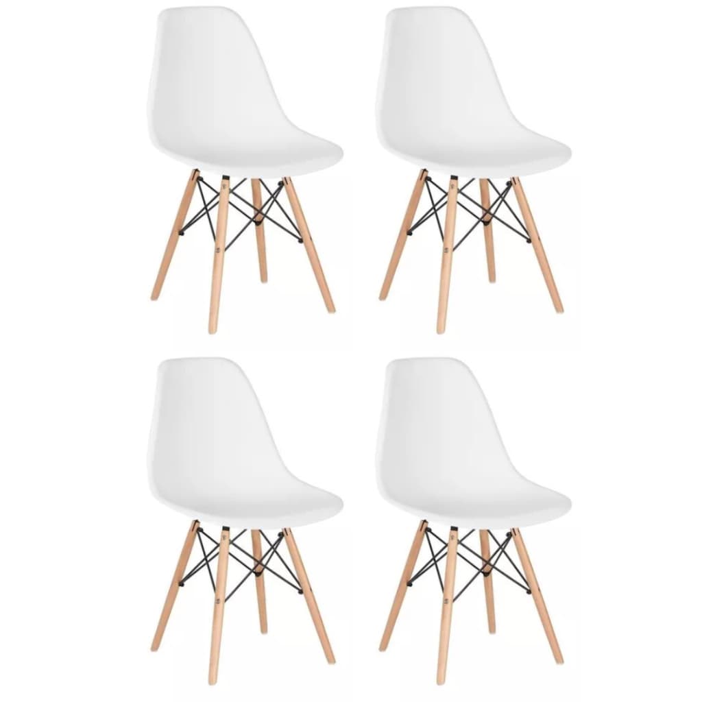 Conjunto 4 Cadeiras de jantar moderna Eames Eiffel Dkr Movescan Branca