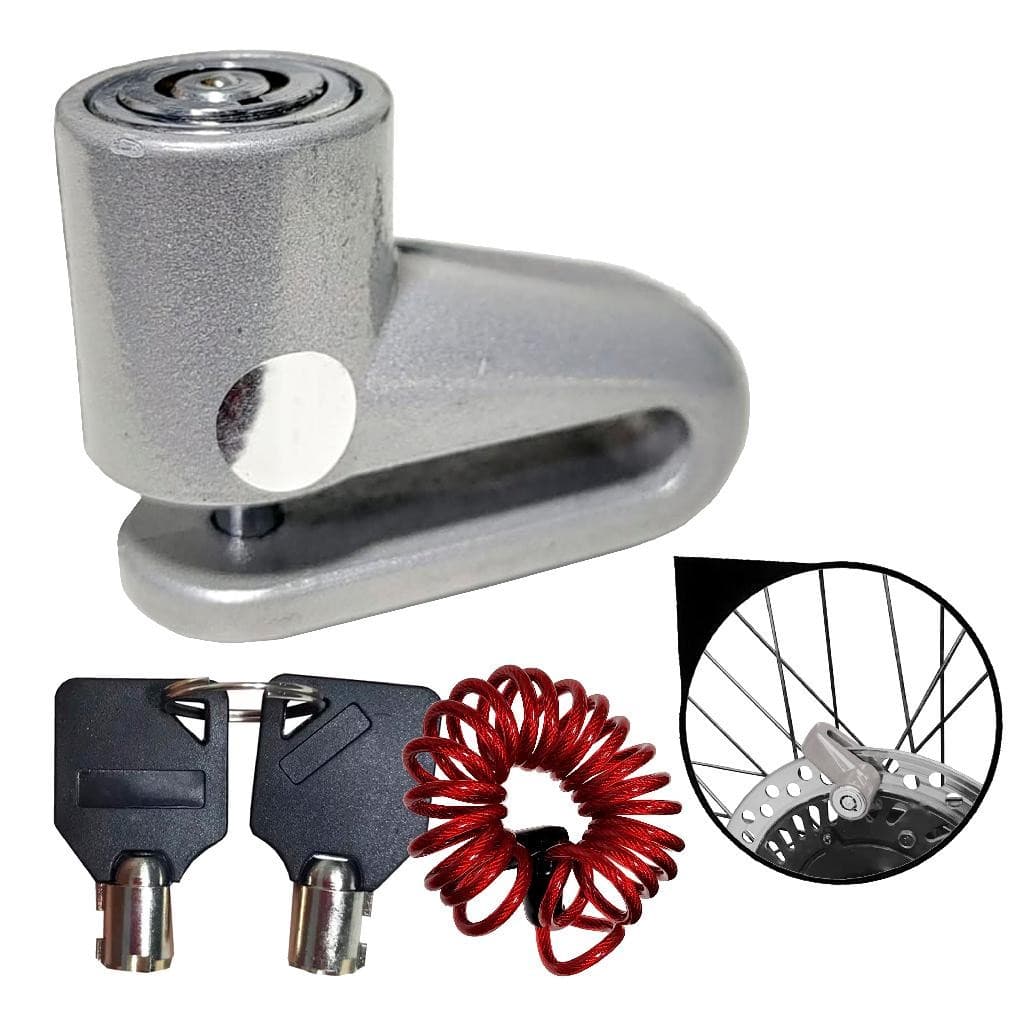 Trava Disco Moto Cinza Universal com Corda para Lembrete