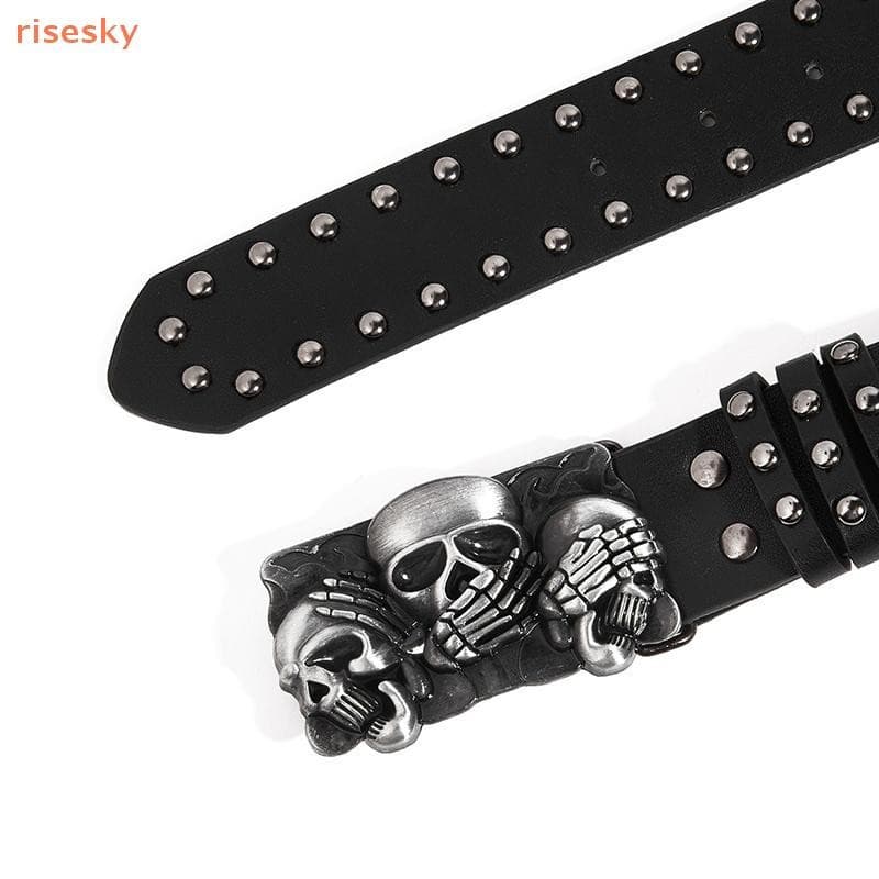 [risesky] Cintos Punk De Designer Para Mulheres , Marca De Alta Qualidade , Rebite De Caveira , Unissex , Cintura Mascul