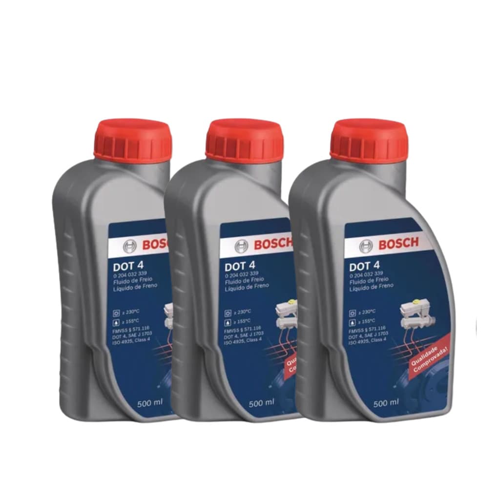 Kit 3 Fluido Oleo De Freio Dot 4 Dot4 Bosch 500ml 0204032339