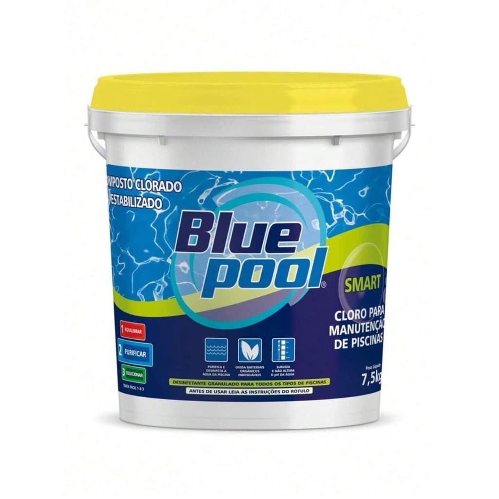 Balde de Cloro Bluepool 7,5 Kg By Fluidra Smart Poderosa Solução para Limpeza da Piscina