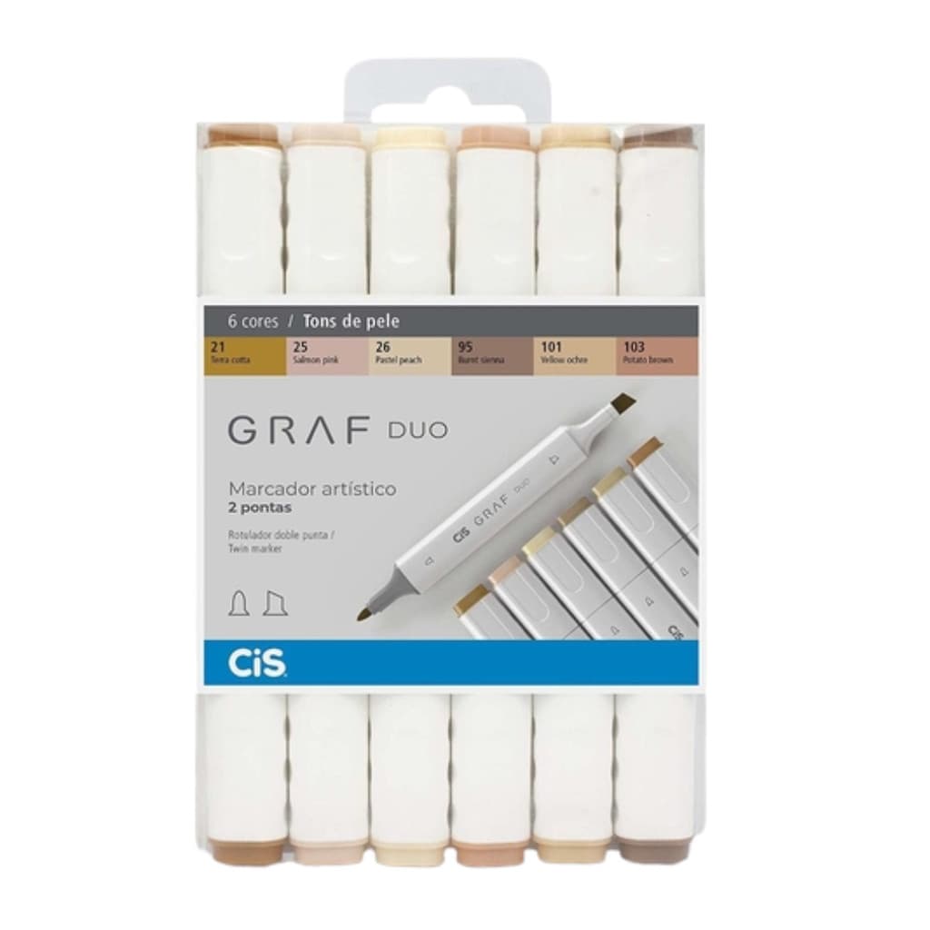 Marcador Artistico Cis Graf Duo Tons de Pele C/6 Unidades
