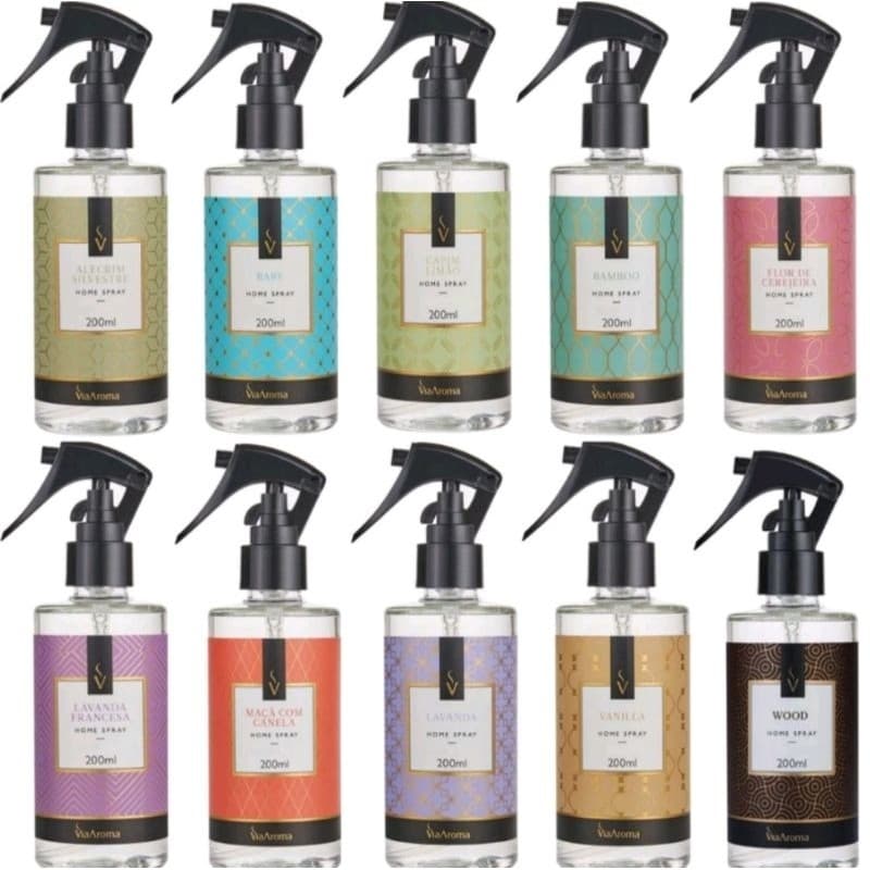 Home Spray Via Aroma Aromatizador de Ambientes 200ML Cheirinho Para Casa Carro Tecidos