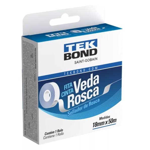 Kit Fita Veda Rosca 18mm Tekbond - 50m, 10 unidades