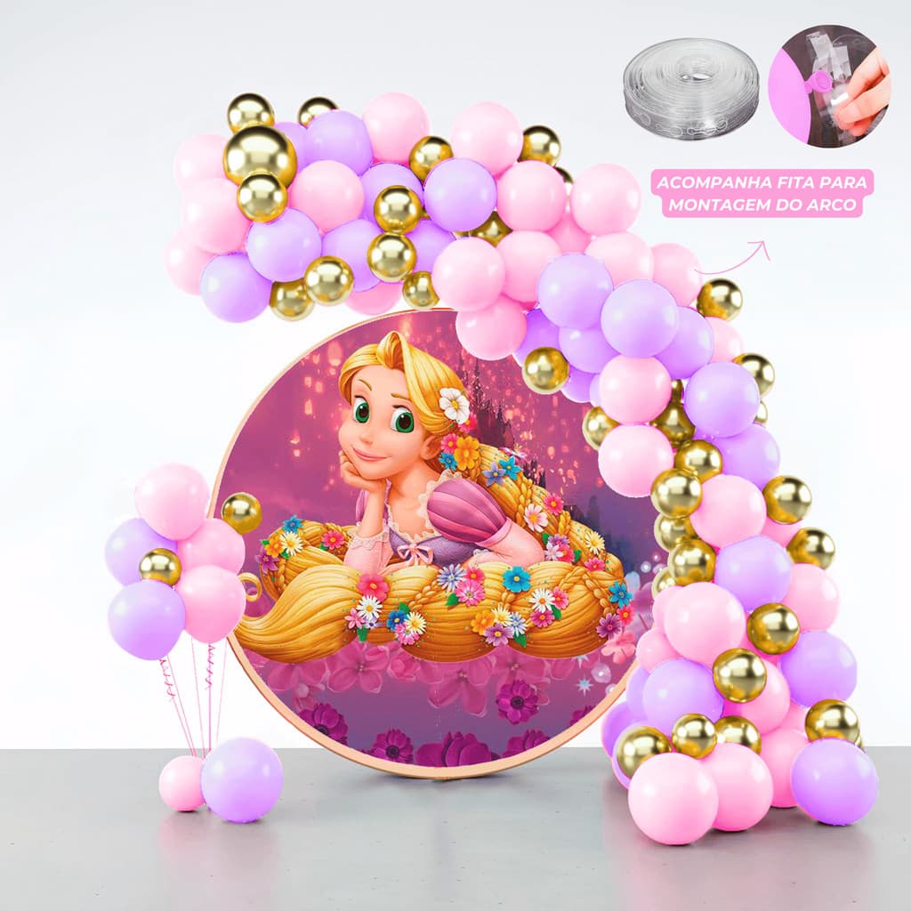 Kit 125 Balões Festa Enrolados + Fita Arco - Balão Bexiga Liso/Cromado Para Aniversários