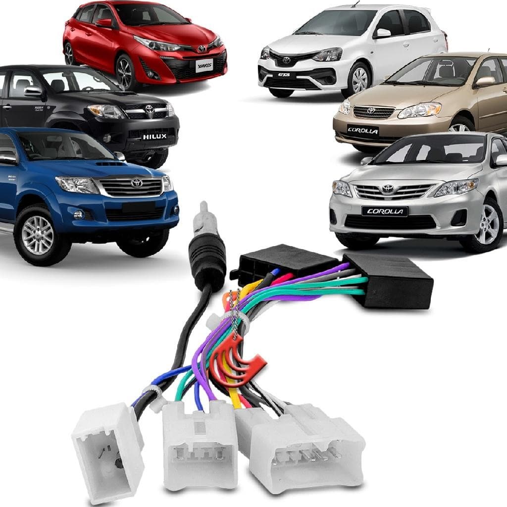 Chicote Adaptador Corolla Fielder Sw4 Hilux Etios Yaris Rav4 Multimidia Universal Iso 16 via Antena
