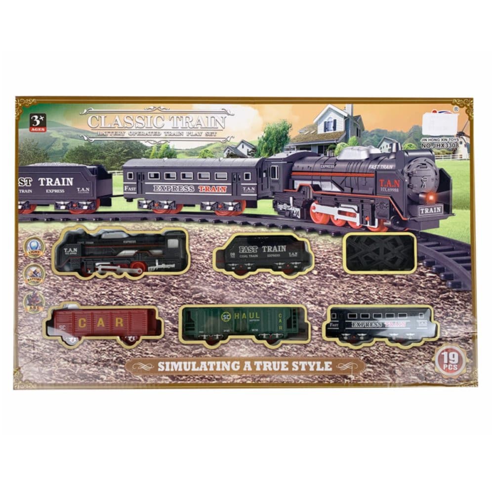 Trem Infantil c/ Trilhos e Vagões - Locomotiva Luz e 3 Circuitos - Brinquedo Educativo