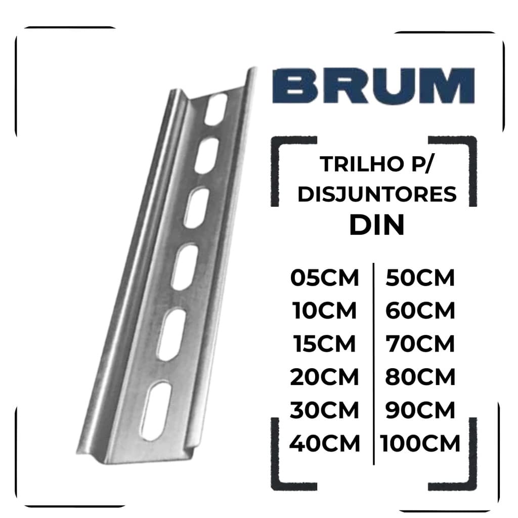 Trilho Din Perfurado Galvanizado p/ Disjuntores e Quadros Elétricos Brum