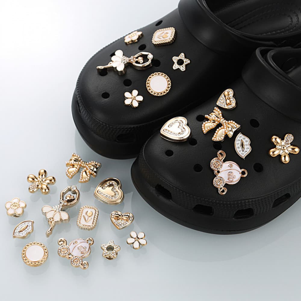 12 Pcs/conjunto Acessórios de Charme para Sapatos com Furo Cruzado Chibz Material de Ballet Avançado Sandálias Chine JI9