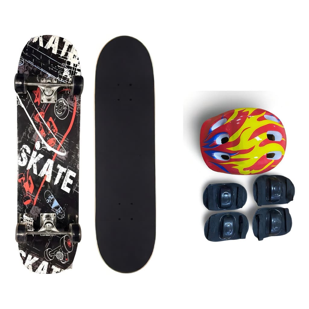 Skate Infantil Iniciante Montado Completo Com Kit Proteção