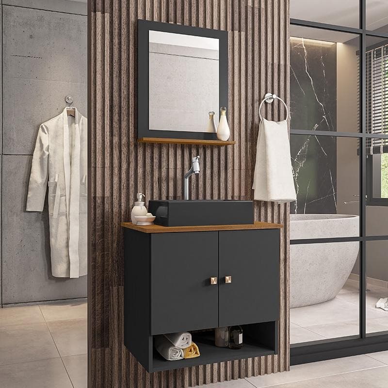 Gabinete Banheiro Deli Cuba Torino Prt Torneira DL08 Val ABS
