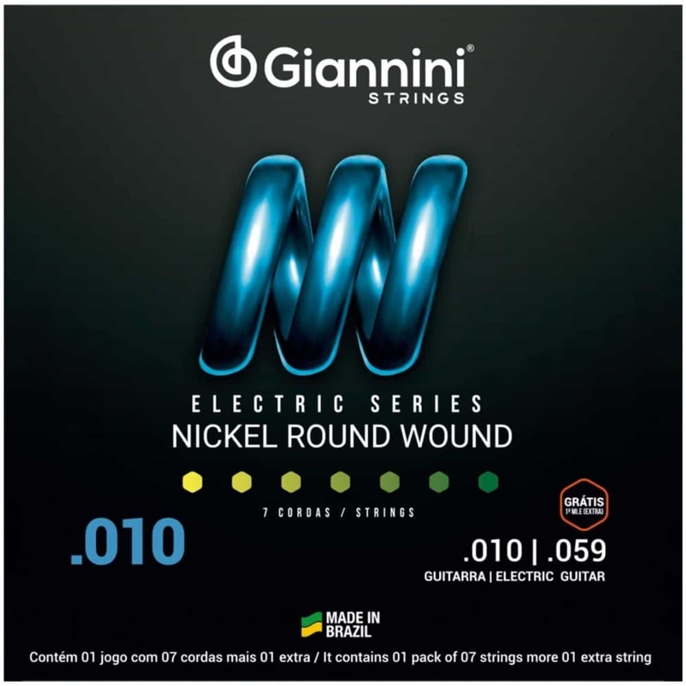 ENCORDOAMENTO GIANNINI GEEGST.710 P/GUITARRA NIQUEL 0.010 7 CORDAS