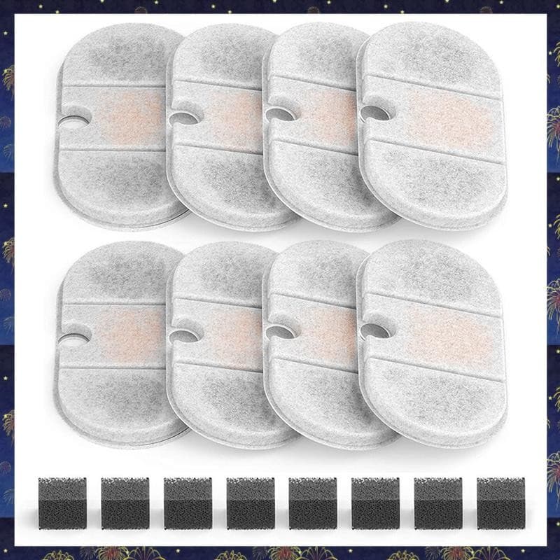 (Pwxs) Filtros De Fonte De Água Para Gatos De Substituição Animais De Estimação Cápsula 71oz/2.1L Dispensadores 8 + 8