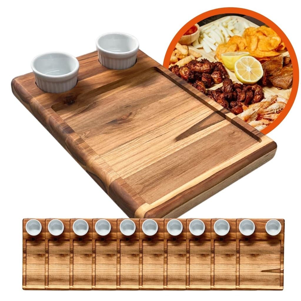 Kit 10 Tábuas Petisqueira 30x20 Para Porção e Frios Com Cumbucas