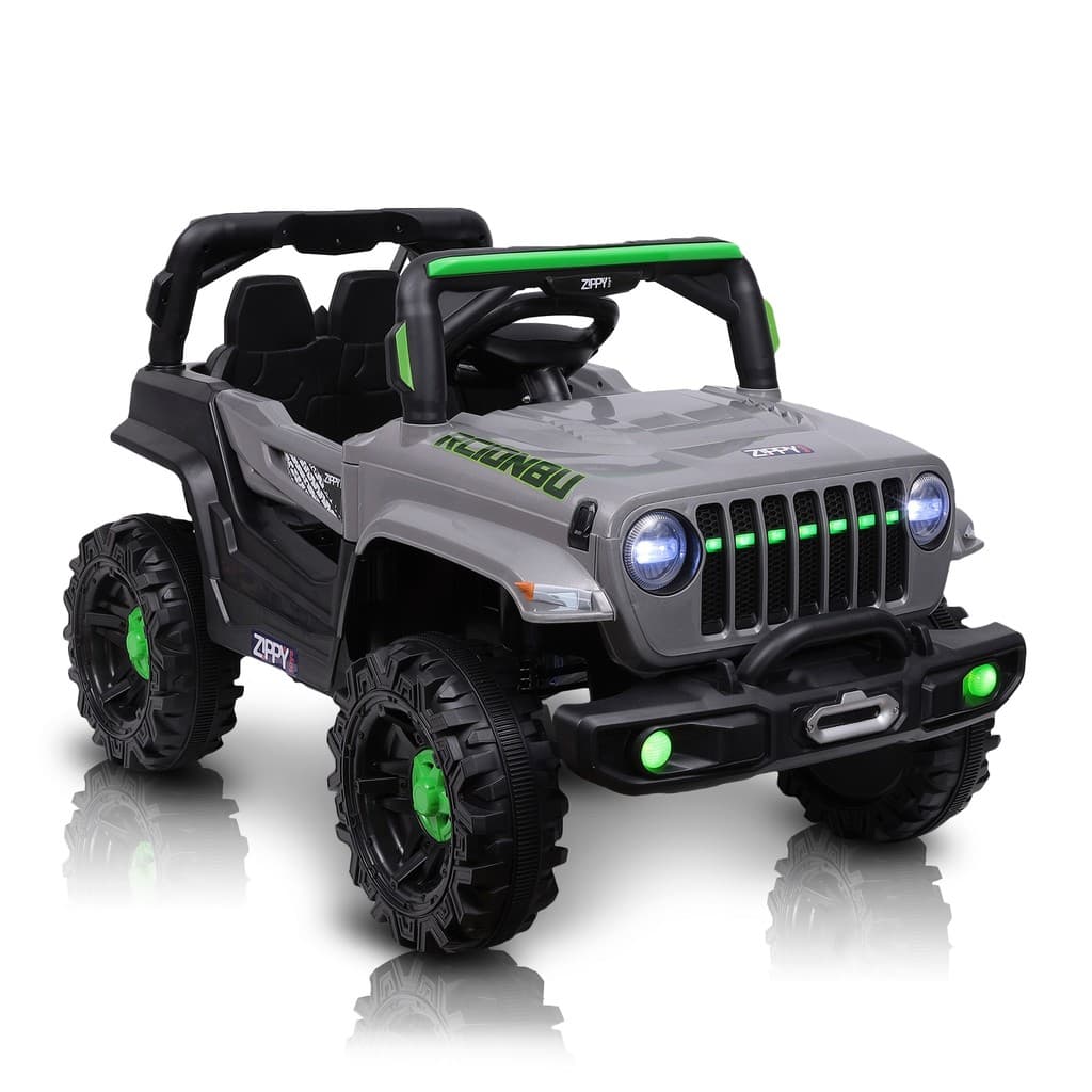 Carrinho Elétrico Infantil Jipe 12V Com Controle Remoto Quadriciclo Cinza Com Som E Luz Zippy Toys