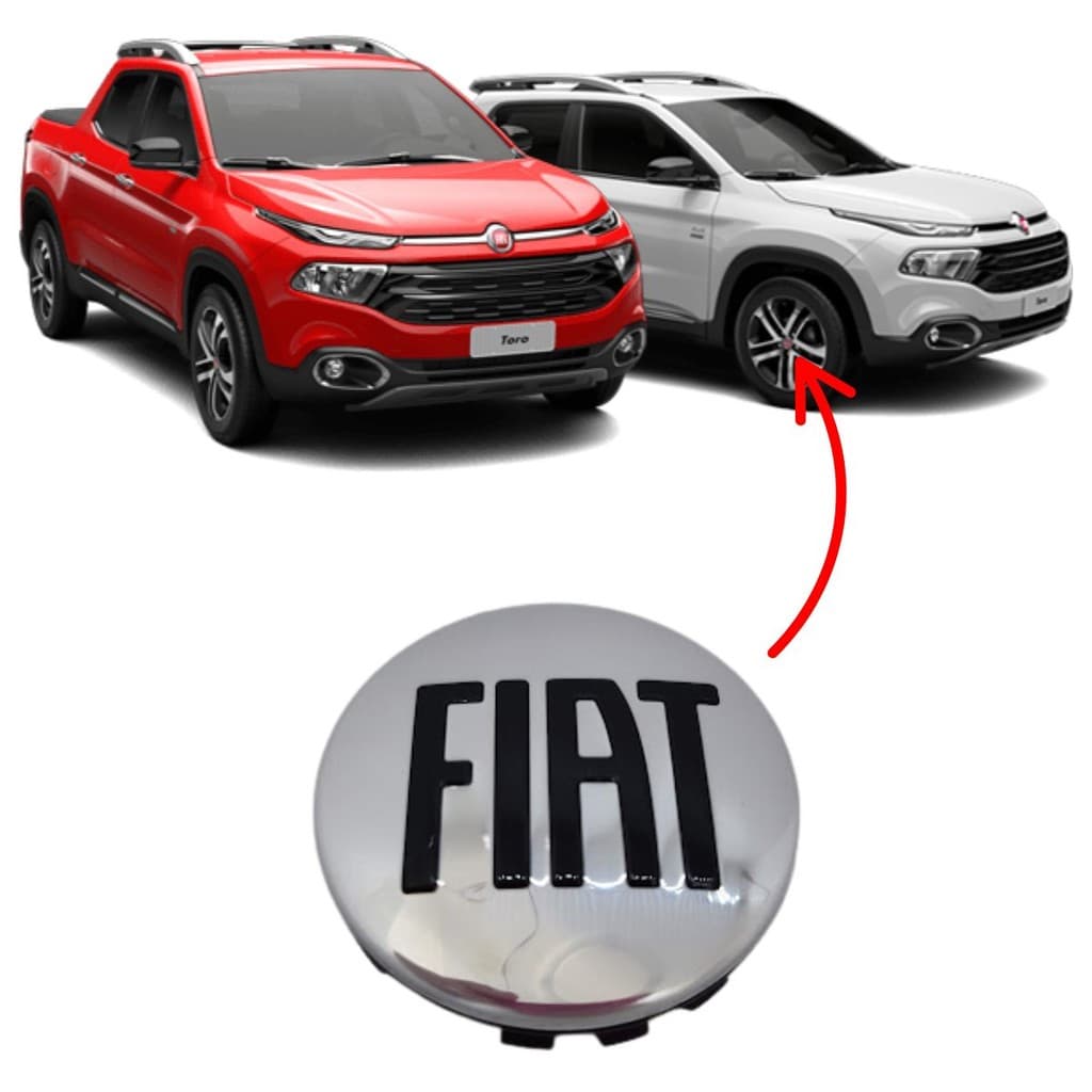Calota Central Roda Prata Fiat Toro 2021 em diante Original
