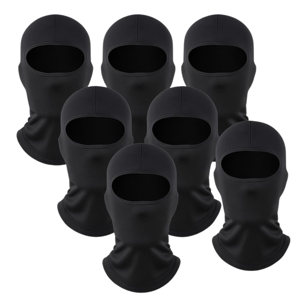 Kit  7 Balaclavas Pretas Proteção Solar Corrida Motociclismo