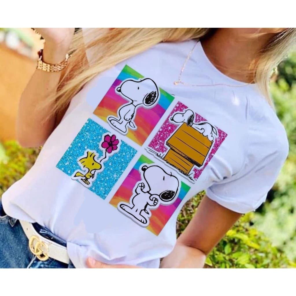 Camisa T-SHIRTS BRANCO QUADRINHOS SNOOPY Envio Rapido