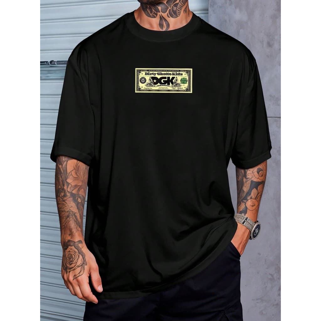 Camiseta DGK Money Dolar Street Skate Camisa Blusa Unissex Masculino Feminino Streetwear Preto Branco