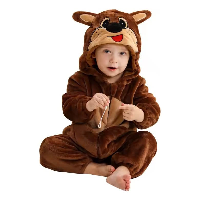 Macacão Pelúcia Fantasia Infantil Inverno Cachorro Cão Urso