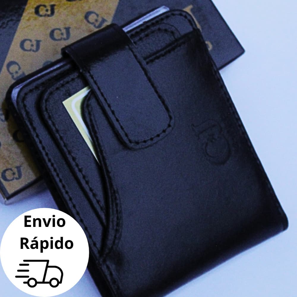 Carteira Masculina Couro Com Porta Cartão Adicional e Porta Moedas