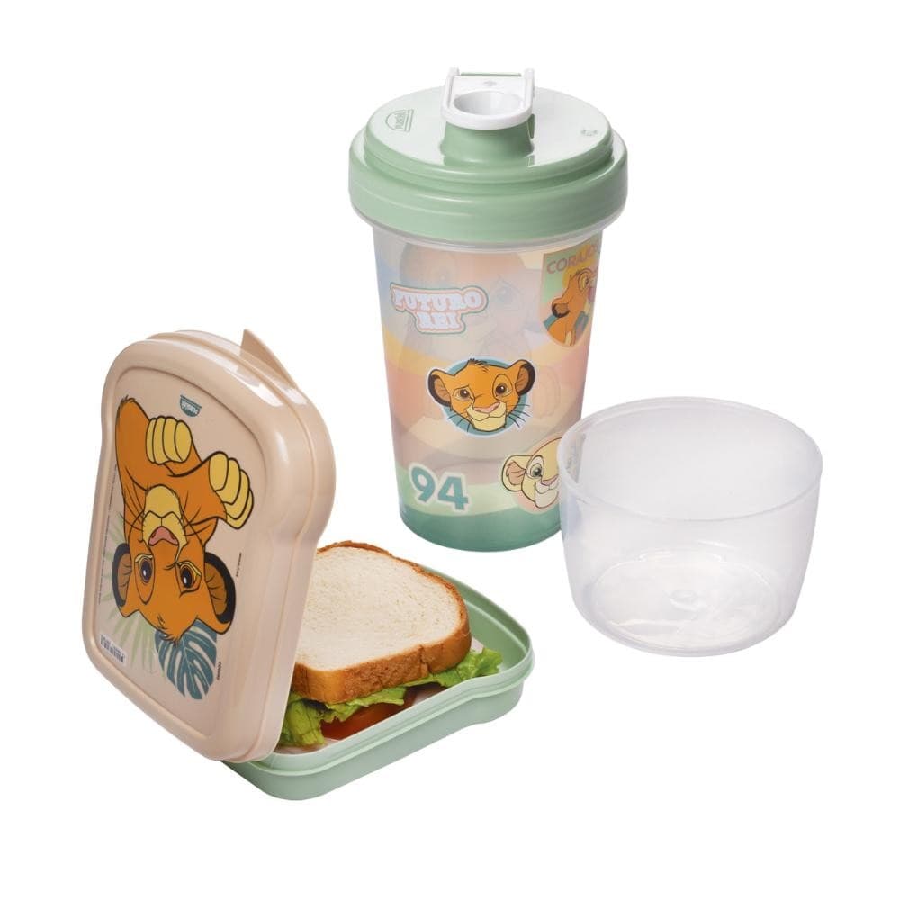 Kit Lancheira Rei Leão 1 Garrafa 1 Sanduicheira Plasútil