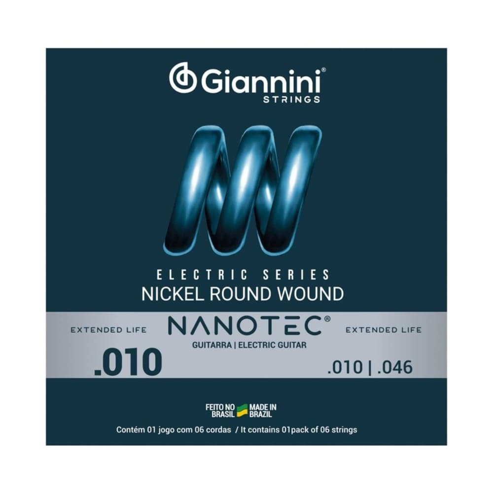 ENCORDOAMENTO GIANNINI GUITARRA GEEGST.10 PN PROTETIVA NANOTEC 0.010