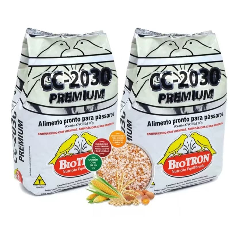 2 Unidades CC 2030 Premium Farinhada 1Kg  Ração para Canários Biotron - ENVIO IMEDIATO