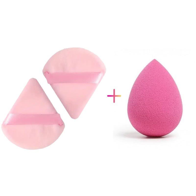 Esponja de Base Gota e Veludo Para Pó Iluminador Corretivo Blush/Contorno Kit para Maquiagem 3 Peças