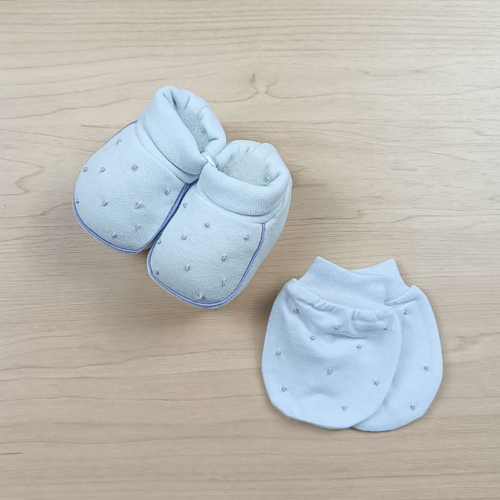 Pantufa + luvinha | Bordada à mão - Lilás