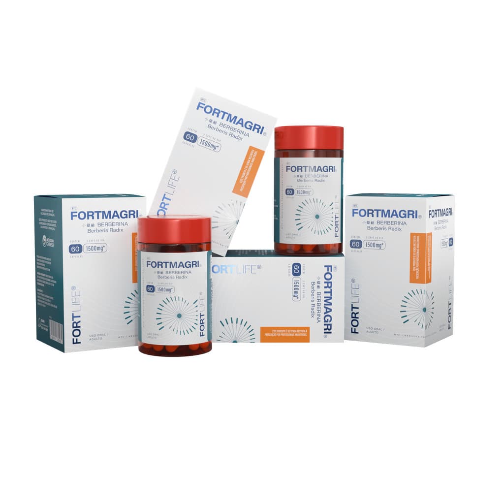 Kit 4 Cx FortMagri Berberina 1500mg 60 Cápsulas FORTLIFE