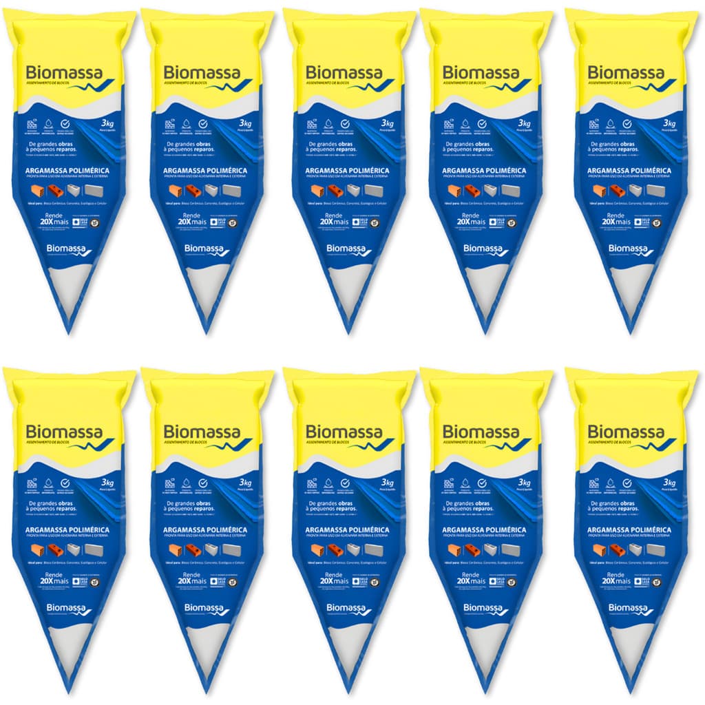 Kit 10 Argamassa Massa Pronta Assentamento De Blocos E Tijolos 3kg