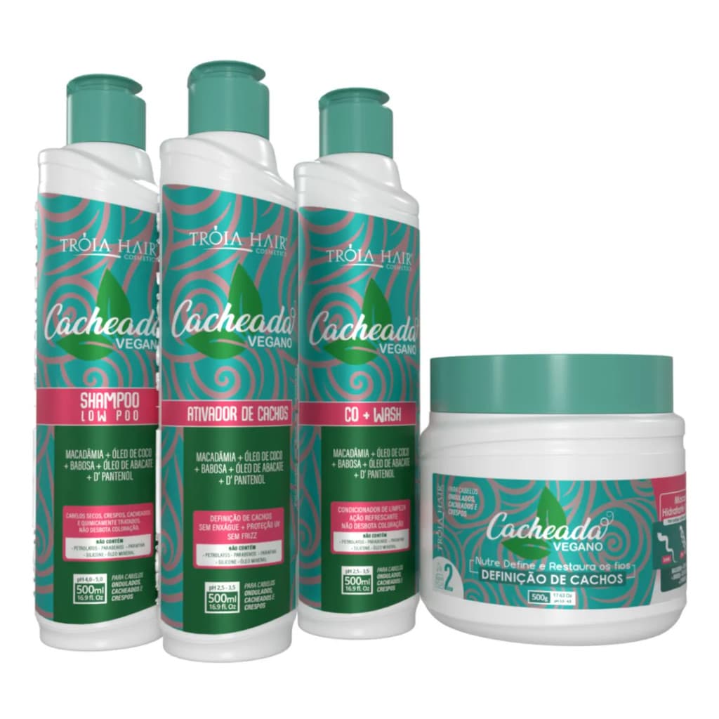 Kit Cachos Profissional Tróia Hair Cacheada 4x500g
