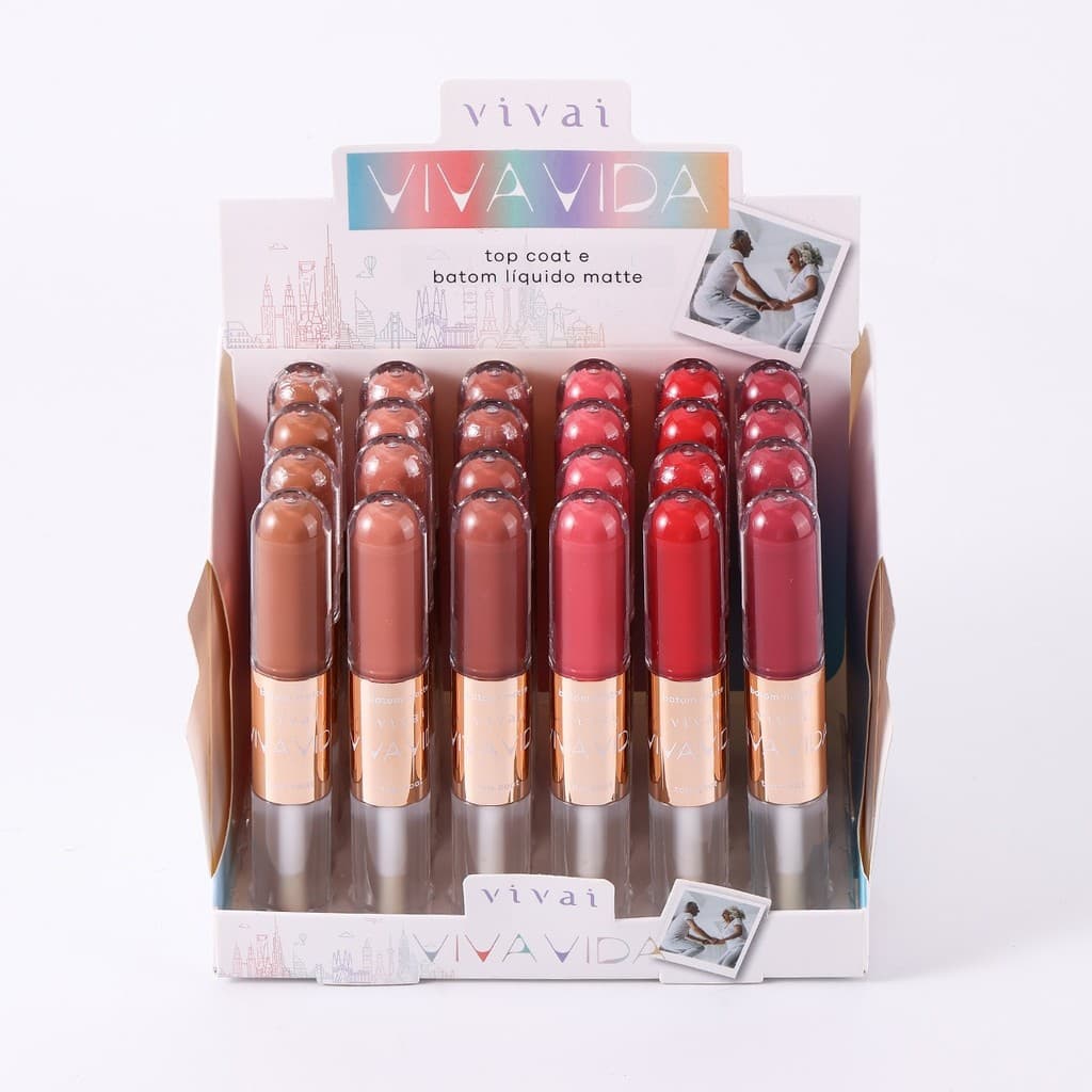 BATOM LIQUIDO TOP COAT VIVAI MATTE EFEITO GLOSS 2 EM 1 VIVA VIDA