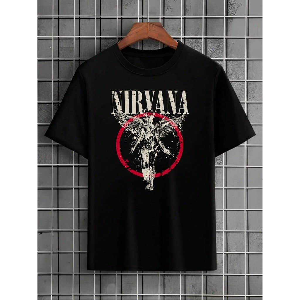 Camiseta Banda Rock Internacional Nirvan Angel OldSkull Camisa  Unissex Masculino Feminino   Streetwear