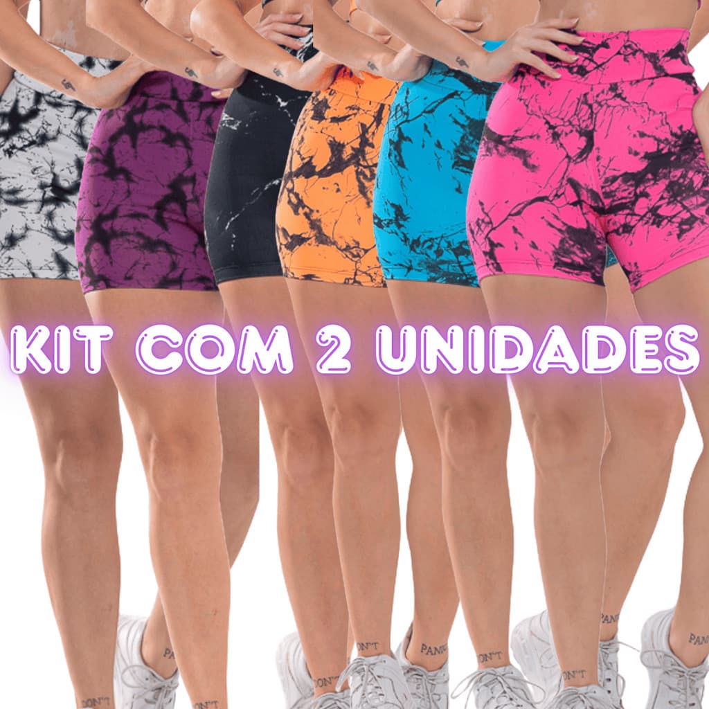 Kit 2 shortinho tie dye academia treino Marmorizado para exercícios