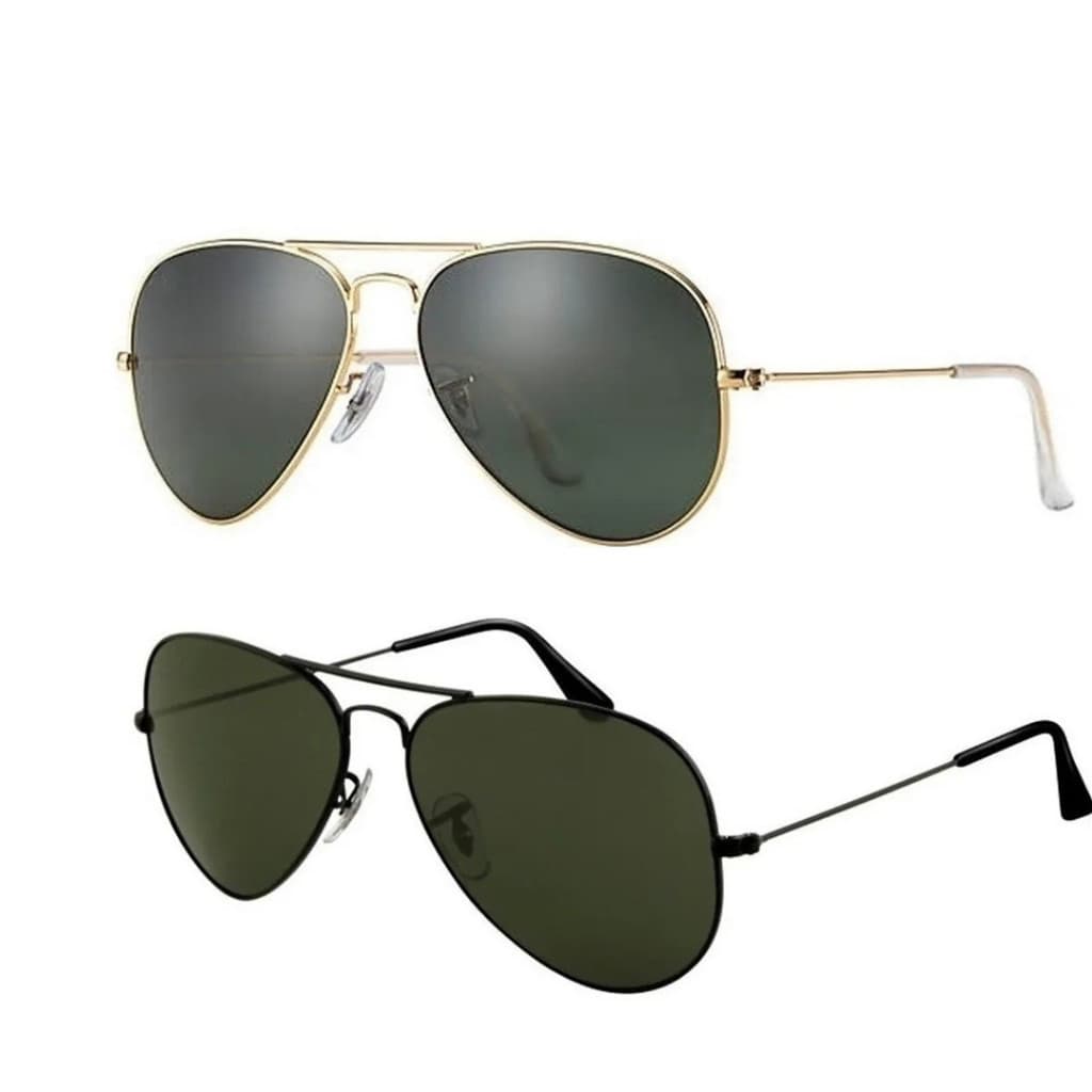 Kit 2 Óculos De Sol Aviador Classico Preto Cristal Casual Moderno Unissex Proteção UV400